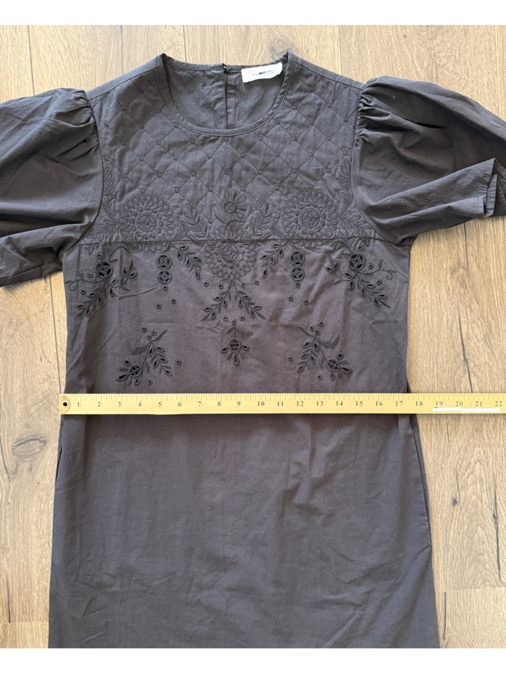 Isabel Marant Black Embroidered Puff Sleeve Midi Dress Size 36 Boho Chic - Picture 8 of 11